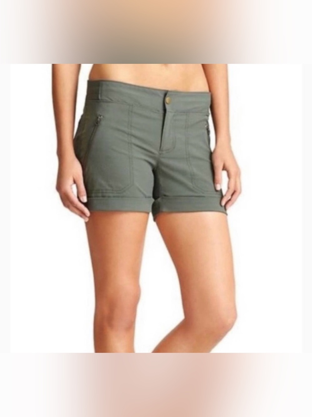 Athleta Trekkie Cuffed Hiking Shorts Womens 6 Olive Green